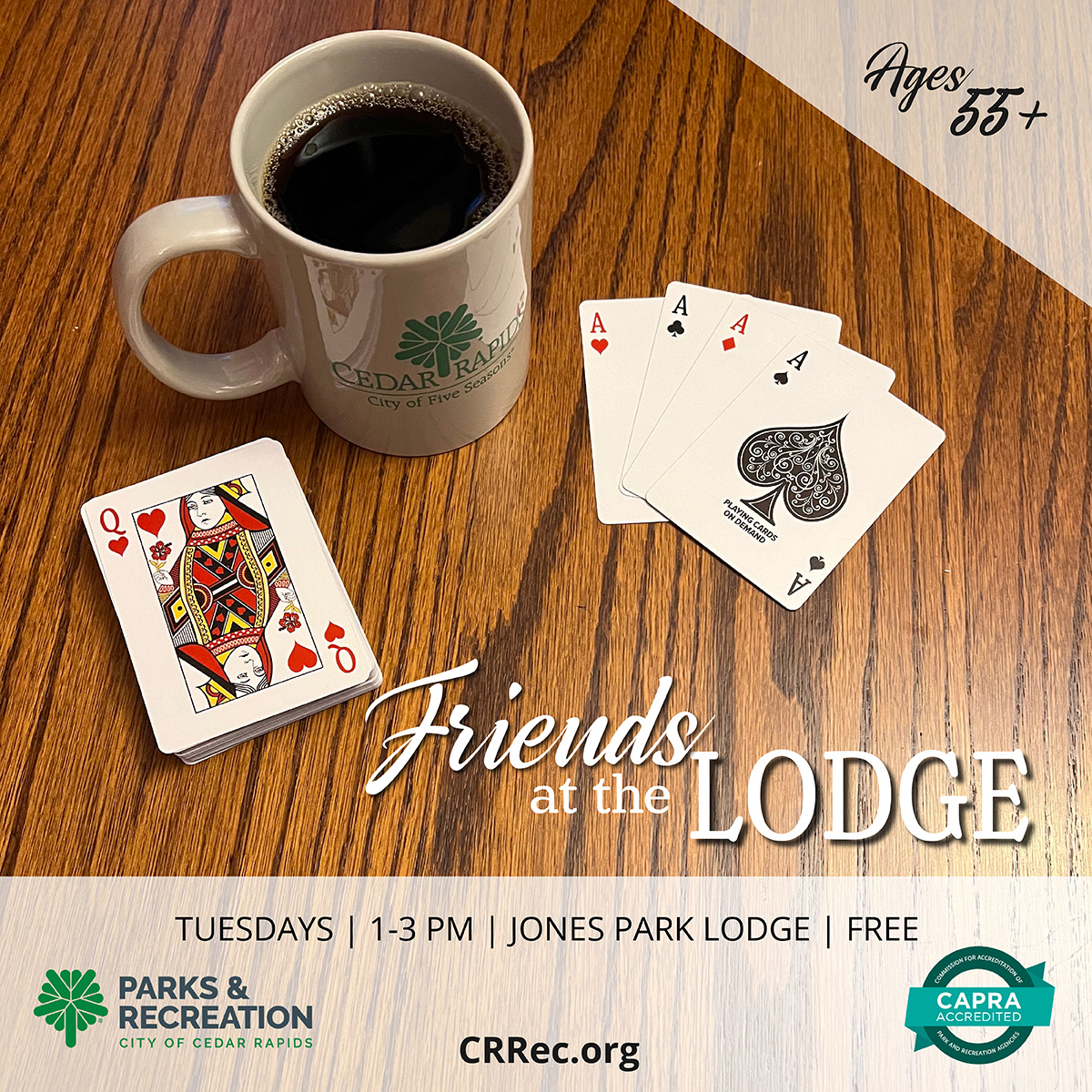 CityofCRiowa's tweet photo. โ๐ฒ Tuesday afternoons are friendlier! Friends at the Lodge gives adults 55+ games, conversation, connection & light refreshments.
๐
Tuesdays starting Oct. 6
โฐ 1-3 p.m.
๐ Jones Park Lodge
๐ฒ FREE | Drop in!
https://t.co/HxJ9yO24kN
#NextChapter #PlayCR https://t.co/tGZZrDKsr0