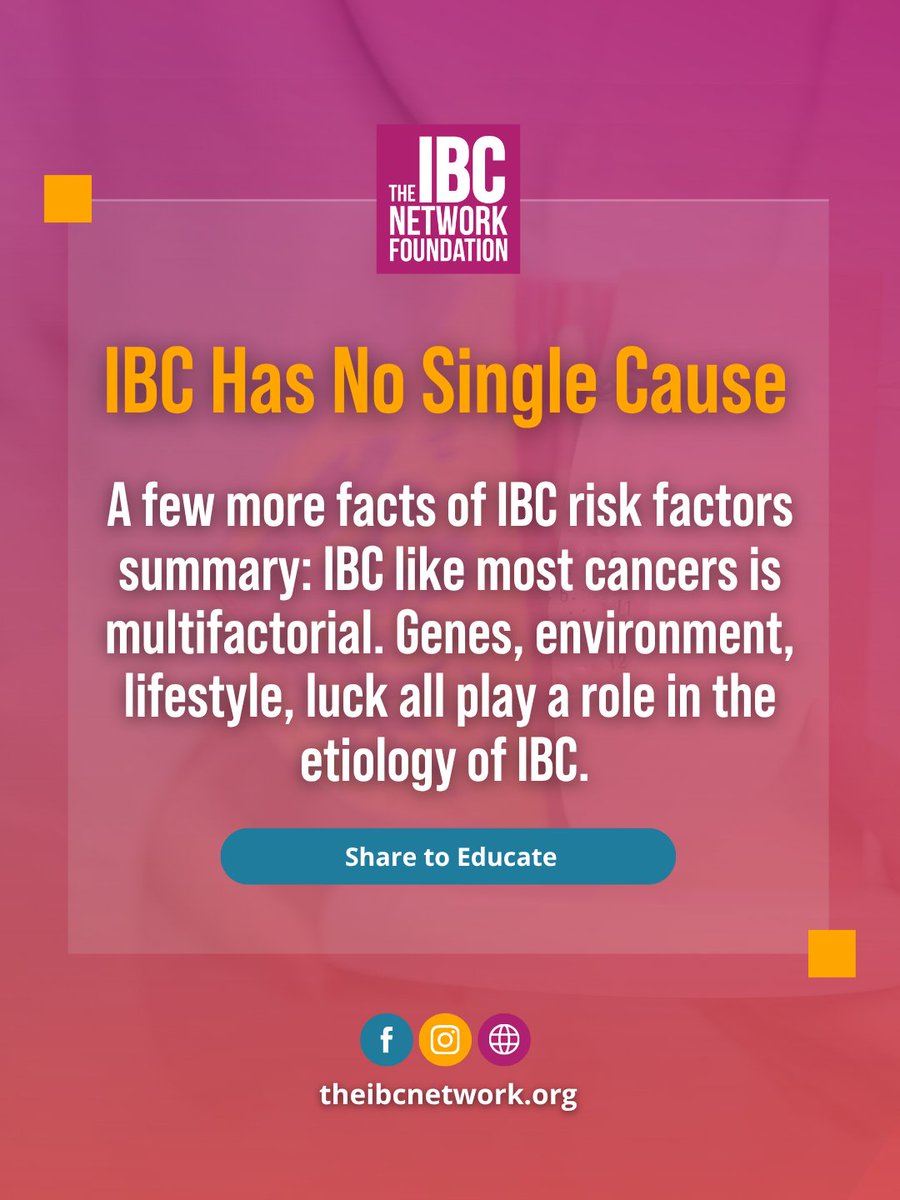 TalkIBC's tweet photo. There's no one gene, one habit, or one exposure that causes IBC. It's a mix of factors, and none of them are your fault.

Know the signs. Trust your gut. Get it checked. 

#InflammatoryBreastCancer #KnowTheSigns #IBCEducation https://t.co/kjNWB8Qfwc