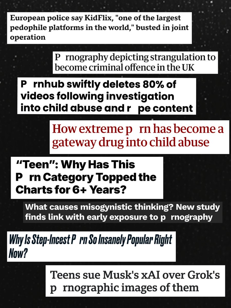 FightTheNewDrug's tweet photo. The porn industry often uses plots that involve rape, incest, racism, sexism, sexual violence, and pedophilia, dismissing the normalization of abuse as mere fantasy. 

So what's the danger?

Check out our interview with Detective Sergeant Kellye Netz to learn more about how porn can escalate into more extreme or illegal materials like CSAM here: https://t.co/kiQDtSk0cU
