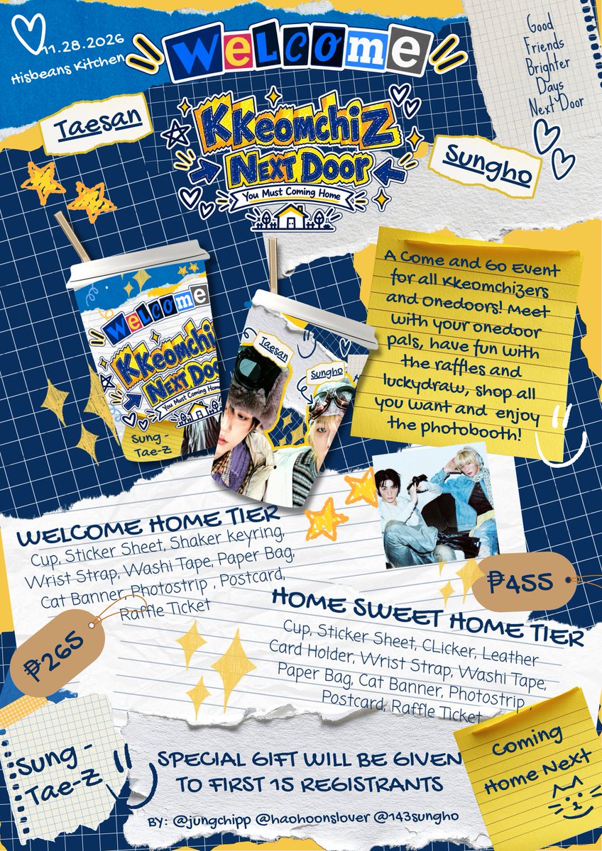 JungChipp's tweet photo. 🚪 KNOCK KNOCK! Did you hear that? 👀

The door is officially open and KKEOMCHIZ are home! 🏠🐈🐈‍⬛

ᴋᴋᴇᴏᴍᴄʜɪᴢ ɴᴇxᴛ ᴅᴏᴏʀ : ᴄᴏᴍɪɴɢ ʜᴏᴍᴇ ɴᴇxᴛ

By @JungChipp @haohoonslover and @143sungho

Registration is now OPEN! 🔑♡

📅 11.28.2026
📍 HISBEANS KITCHEN  
⏰ 1-4 PM
Come hang out with us next door, fill out the registration form below! 💌

Please make sure to read through the form and provide the necessary details before submitting. Your responses will help us prepare the event kits and other goodies for the day. 🏠

🔗 FORM: https://t.co/atILXlOOED

Come home, ONEDOOR~ We’ll be waiting for you next door! 🐈🐈‍⬛

ʏᴏᴜ ᴍᴜꜱᴛ ᴄᴏᴍɪɴɢ ʜᴏᴍᴇ~ 🔑🏠
#KkeomchizNextDoor #Kkeomchiz #껌치즈 #TAESAN #SUNGHO #태산 #성호 #ソンホ #박성호 #BOYNEXTDOOR #보이넥스트도어 #BND