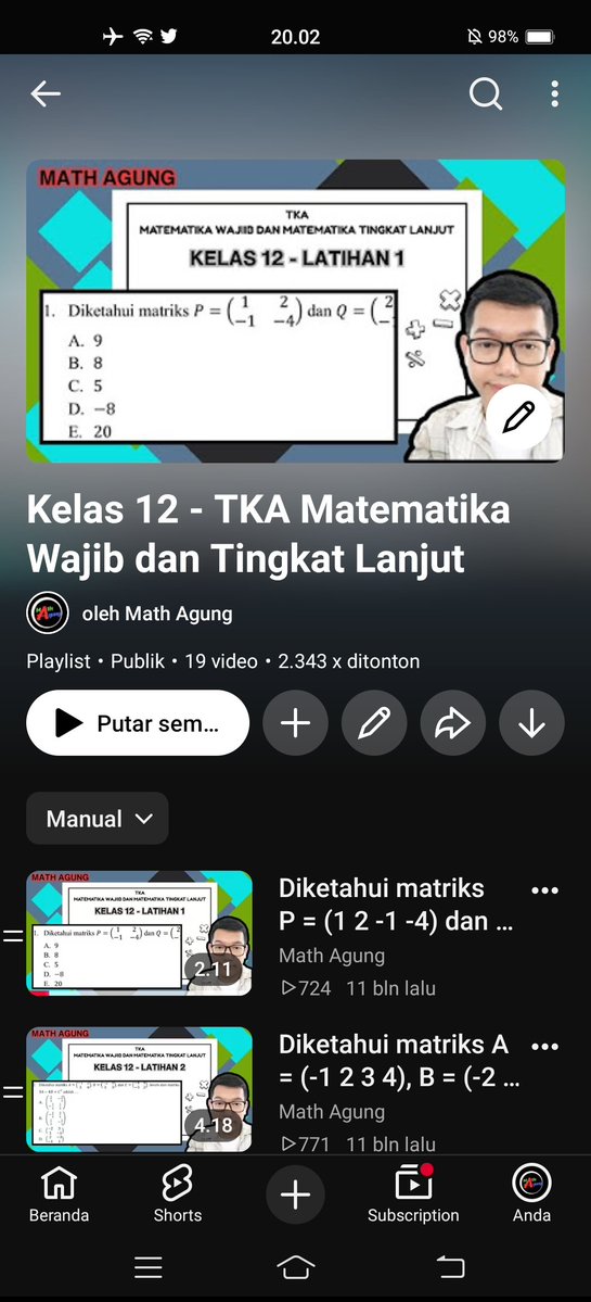MathAgung's tweet photo. udahhh deket bgt ini TKA, ayoo gass belajar dari yutubkuuuu gratiss buat nambah² ilmuu hihihi semogaaa membantuu yaaa khususnya TKA mat 😎😋🤙✨

https://t.co/7XbXzvtzSD https://t.co/vyU9H6V8AO