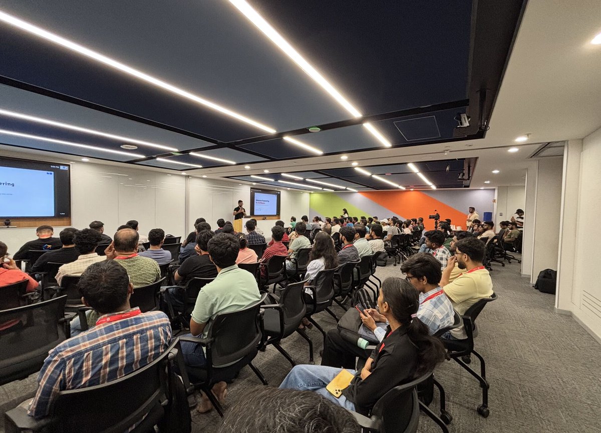PriteshKiri's tweet photo. What a start! 🚀

Yesterday we hosted the first-ever @aidevcircle by @ReactPlayIO meetup at @PhonePe 

and 105+ people showed up on a long weekend! 

Our 30th community meetup, but the beginning of a whole new chapter.

New identity. New energy. Same amazing community. ❤️

Huge thanks to our speakers @ishandutta0098 @_Omshree @carrycooldude 

Thanks to @plastixcxx for making this possible

AI Dev Circle has officially started. ⚡
1/2
