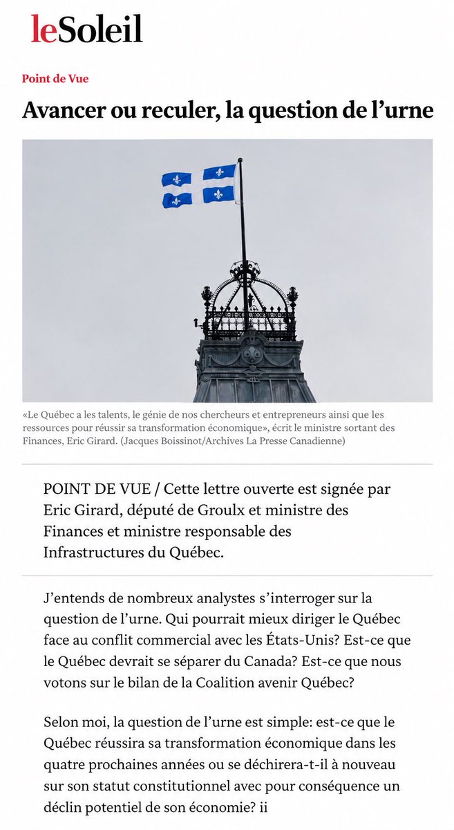 EricGirardMFQ's tweet photo. est-ce que le Québec réussira sa transformation économique dans les quatre prochaines années ou se déchirera-t-il à nouveau sur son statut constitutionnel avec pour conséquence un déclin potentiel de son économie? https://t.co/z04sGdoZjH