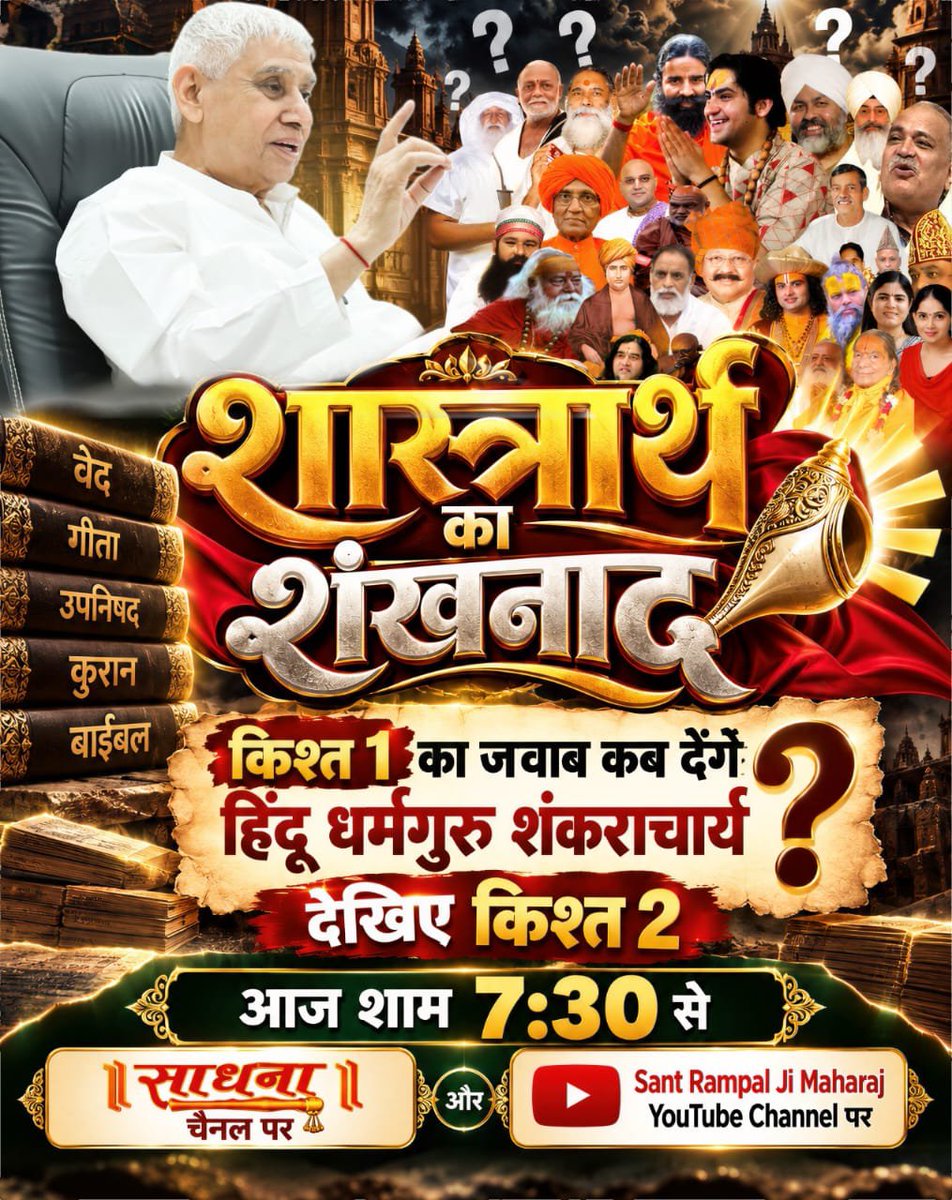Mohan13520563's tweet photo. #शास्त्रार्थ_का_शंखनाद_क़िस्त2
भ्रमित समाज को सही दिशा
इस महा-चर्चा का एकमात्र उद्देश्य संत समाज और जनता को शास्त्रानुकूल मार्ग दिखाना है।
देखें लाइव 4 अक्टूबर 2026 को साधना चैनल पर शाम 7:30 बजे से 9:30 बजे तक और
Sant Rampal Ji Maharaj YouTube Channel पर
Live on Sant Rampal Ji Yt https://t.co/4cItser0va