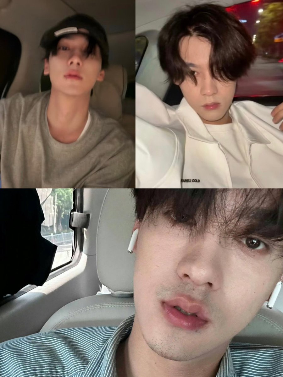 tianyu9702_'s tweet photo. Posted on the same day. The exact same caption (copy and paste). What’s with the similar pose in the car? What’s going on with ur lips, dad?? Did you guys really go on a late-night date? And his nails... https://t.co/WaVlmI9mag