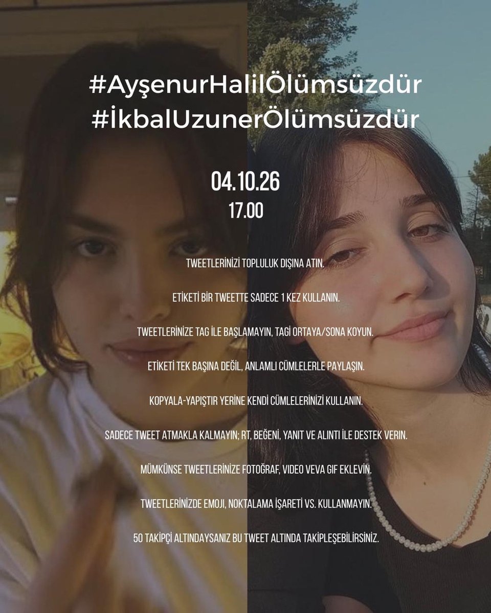 mantrix5mantra's tweet photo. Ayşenur Halil ve İkbal Uzuner’in canice katledilişinin 2. yıl dönümü adına bu akşam saat 17.00’de tag çalışmamız olacaktır. Katılımınızı bekliyoruz.

İlk tweet @starryeyes91 hesabından atılacaktır. Lütfen saati gelmeden tag atmayalım. https://t.co/QaQsRopPCF