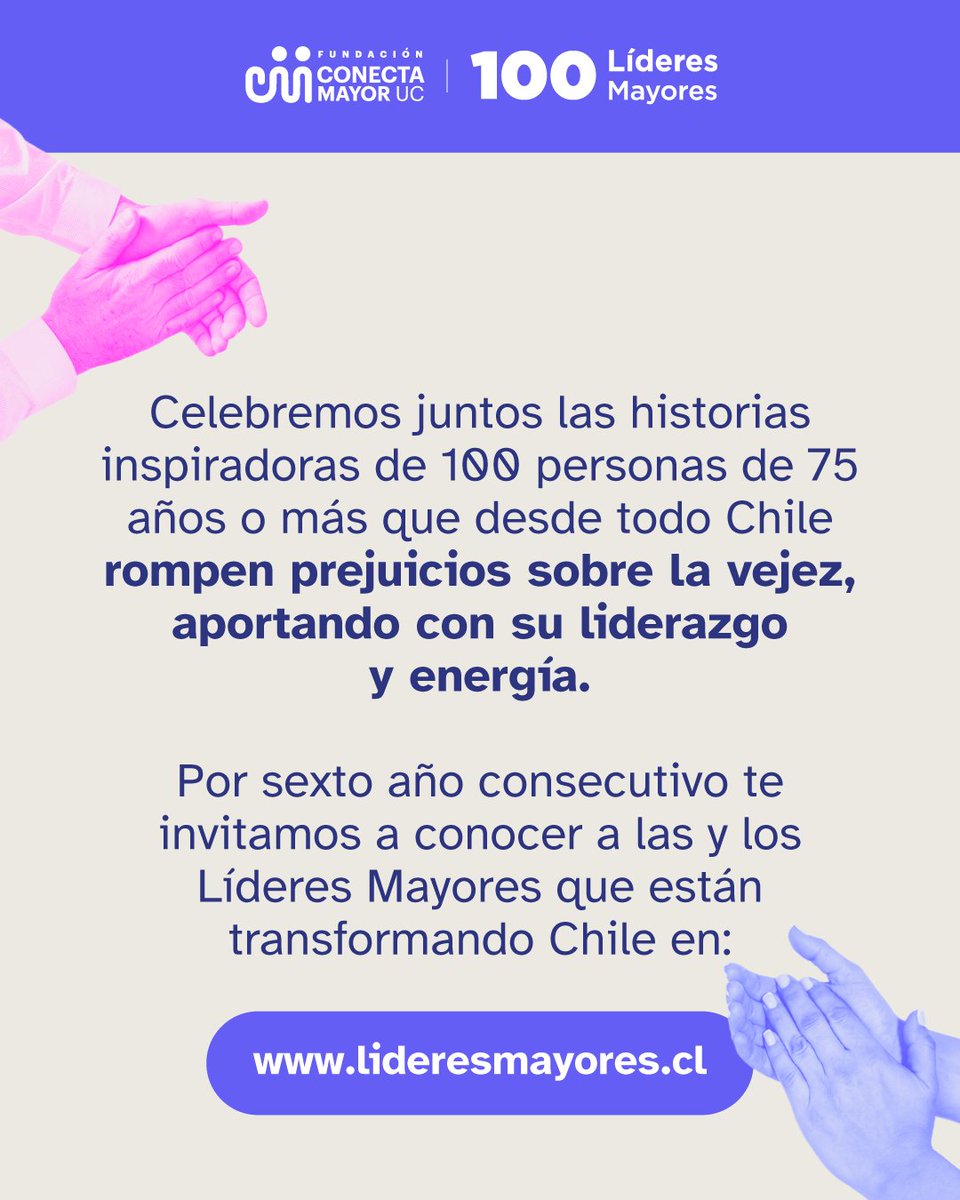 ConectaMayor's tweet photo. #100LíderesMayores | ¡Ya están aquí las voces que inspiran!
Presentamos a las y los 100 Líderes Mayores 2026

Ingresa a https://t.co/BKb0iGq8fb y descubre a 100 personas que, con su talento y compromiso, nos demuestran que la edad no es un límite para impactar. https://t.co/r2zYxDfIGm
