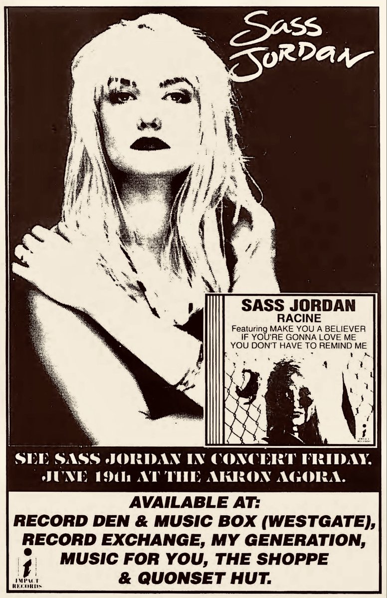 jdkunes's tweet photo. Sass Jordan at the Akron Agora on June 19, 1992, for a 97.5 WONE-FM Low Dough Show in support of her second studio album, Racine. #RIPSassJordan https://t.co/KzHprmp9pp