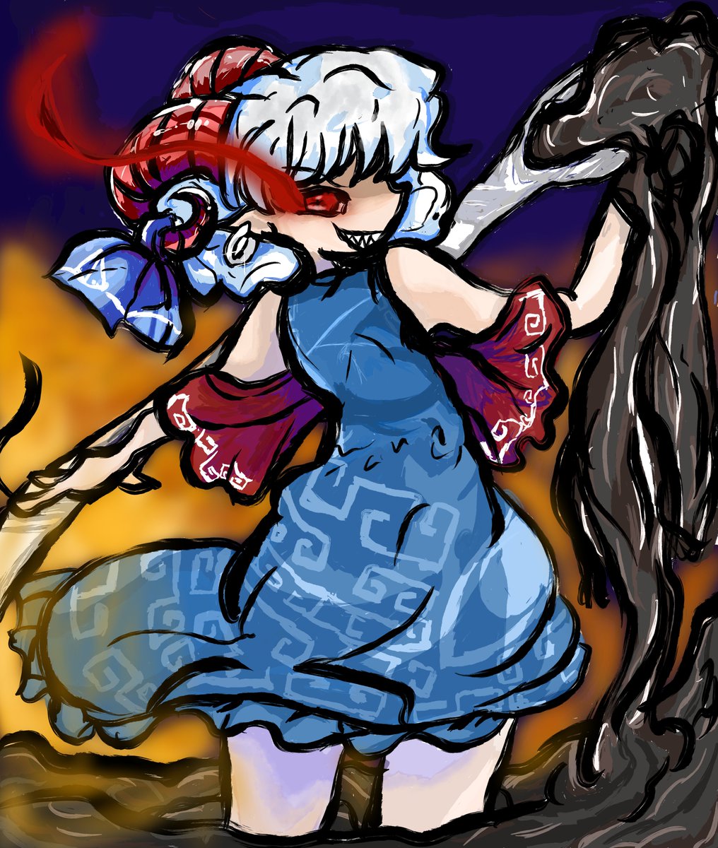 CHI_HA1939's tweet photo. ＃東方　＃饕餮尤魔
ちゃんと背景をつけてみた https://t.co/k5jjLifth4
