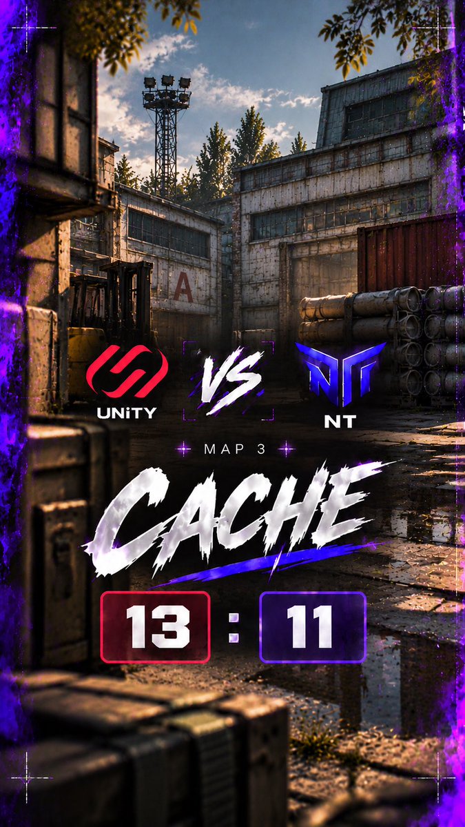 NiceTryCs's tweet photo. Cache slips away — 11:13.

A close fight, but UNiTY take the decider and the series.

No time to stop — next up: SAW at 17:15 in the Consolidation Final. 💜

GG, we go again. 🔥 https://t.co/IMq1LN2rGp