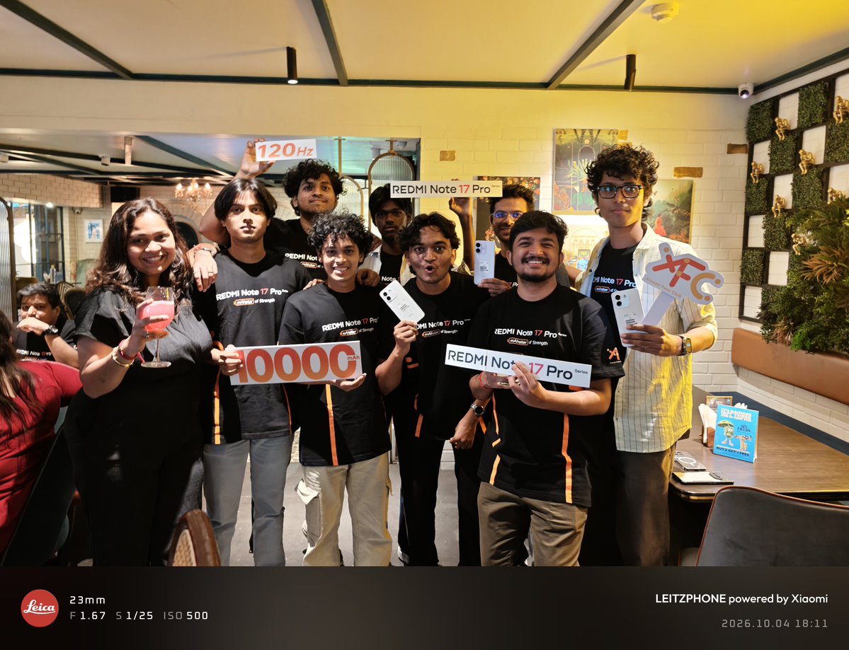 XFCMumbai's tweet photo. Mumbai was 🔥 today!

#XFCMumbai got hands-on with the REDMI Note 17 Pro Series! 📱⚡

Stunning design, exciting features and an amazing community experience! ❤️

REDMI is here to make some serious noise! 🚀

@redmiindia @pixelwithme @Ritij

#XiaomiFansClub #REDMINote17ProSeries https://t.co/6lDxcJIKVh