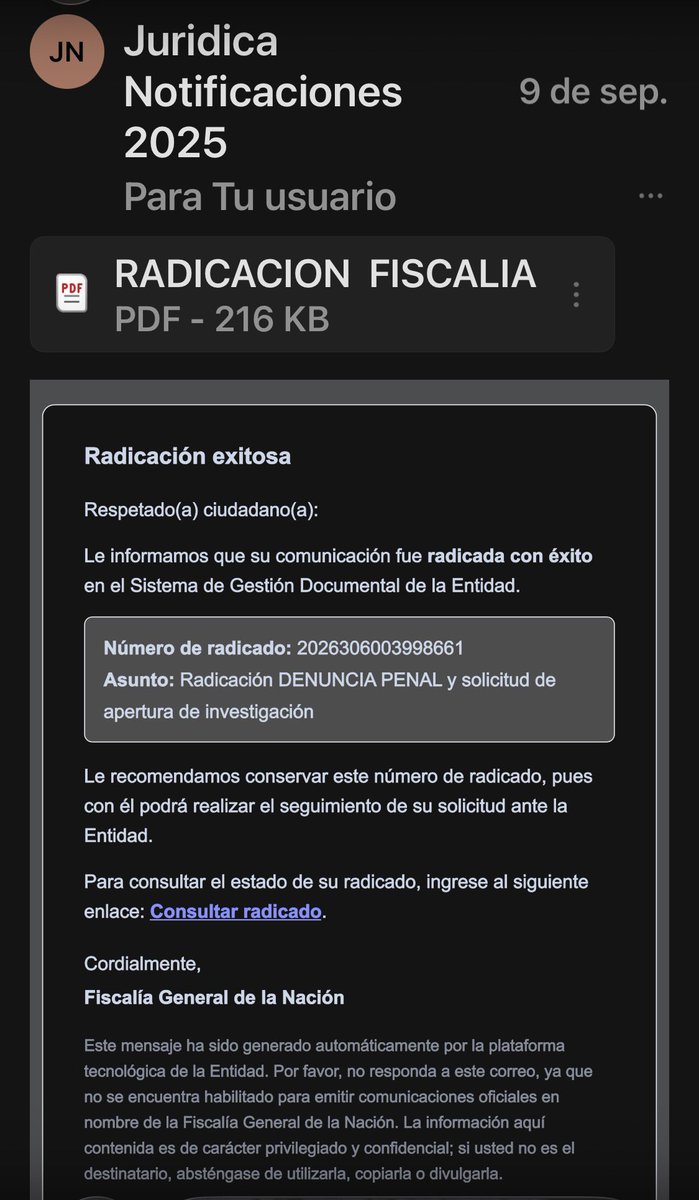 AUGUSTOAOCAMPO's tweet photo. Formulada solicitud de investigación desde el pasado 9 de septiembre a la fecha @FiscaliaCol no informa número de radicación para consultar avance del caso…

Las evidencias y pruebas que reposan en investigaciones penales fuera del país, obligan pedir su traslado a fin de determinar la participación criminal de los denunciados en las pasadas elecciones…

Con el radicado que enviaron NO es dable consultar el caso. He pedido a la fiscalía celeridad y diligencia…
