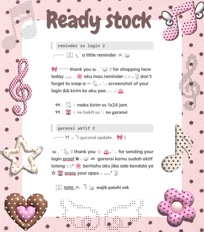 thelakeies's tweet photo. ╭─── help repost?? thank youu  ۫  🎀

𓈄 ׁ 𓈒 🌸 halooo temen - temen 𓂋 ᰍ. 🐇 karin bawain 2 ready stock ⊂⊃ ʾʿ 👛 wording  ꒰ bundle reminder ss login &amp; garansi aktif  ꒱ 𓇼🥛 ˖ 𓂅 dengan harga 10.000 🫖𓈒⊹ ɞ dm untuk order yaa! യ 𓈒 ˙ 🐰

#bealanja https://t.co/sGIpEYl2PN