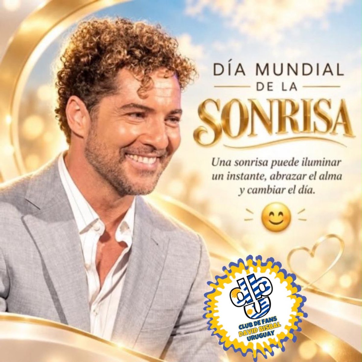 FCDavidBisbalUY's tweet photo. Día mundial de la sonrisa 😃
@davidbisbal #david #bisbal #diamundialdelasonrisa #davidbisbal https://t.co/ZLhIckM0AV