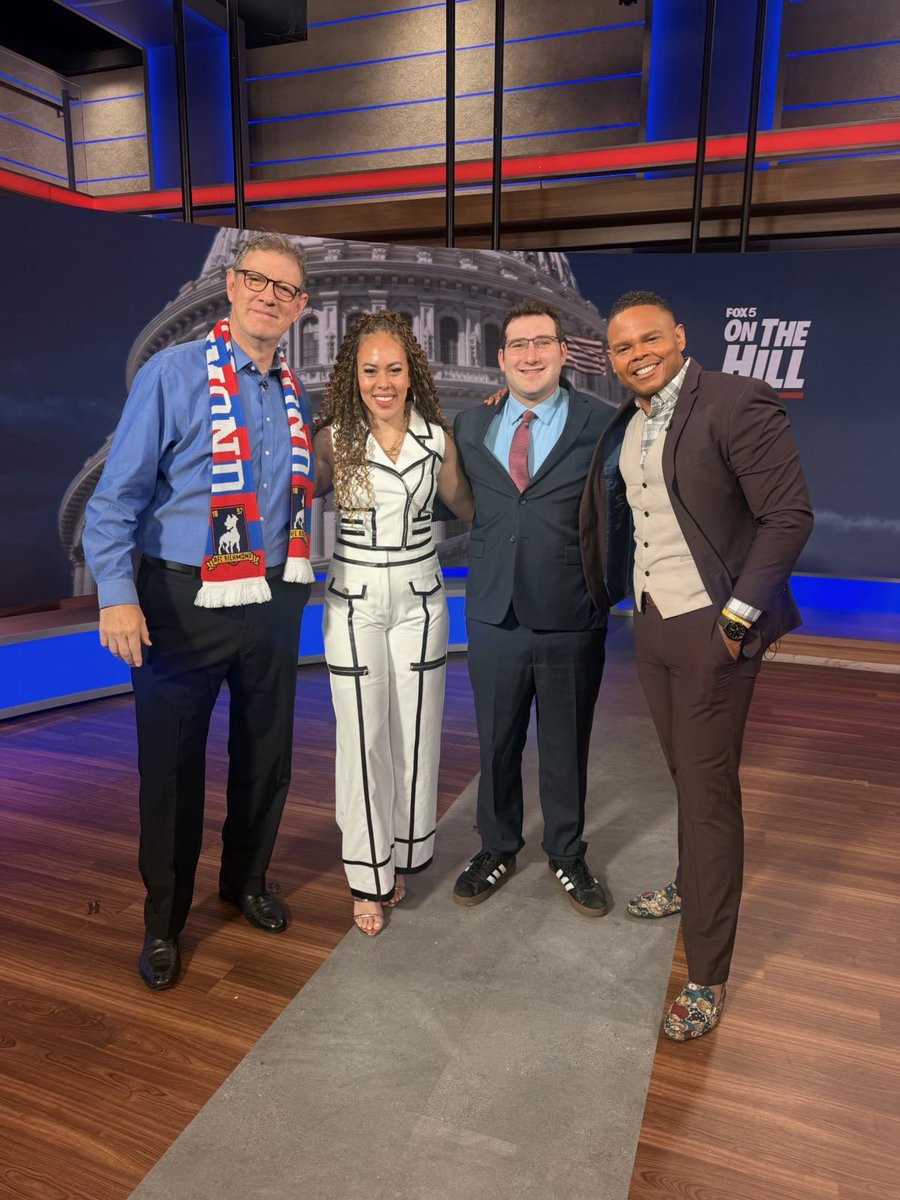 JYash's tweet photo. Wore my Richmond FC scarf as an homage to @TedLasso and @Commanders playing in London for GameDay show on @fox5dc with @RealChadRicardo @LoCook18 @adam_gotkin. My key for the game today? #Believe that last week was not a fluke. (See what I did there?) https://t.co/nf6h03Xytr