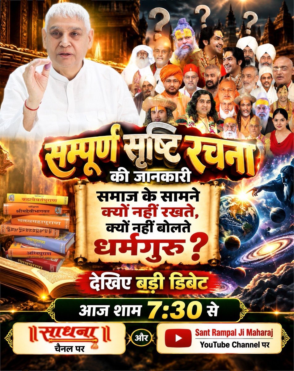 Rajeev93813619's tweet photo. #शास्त्रार्थ_का_शंखनाद_क़िस्त2
4 अक्टूबर की ऐतिहासिक डिबेट  ज़रूर देखें!
खास वीडियो "शास्त्रार्थ का शंखनाद" Sant Rampal Ji Maharaj YouTube Channel पर।
Live on Sant Rampal Ji Yt https://t.co/rjiB3lQUP3