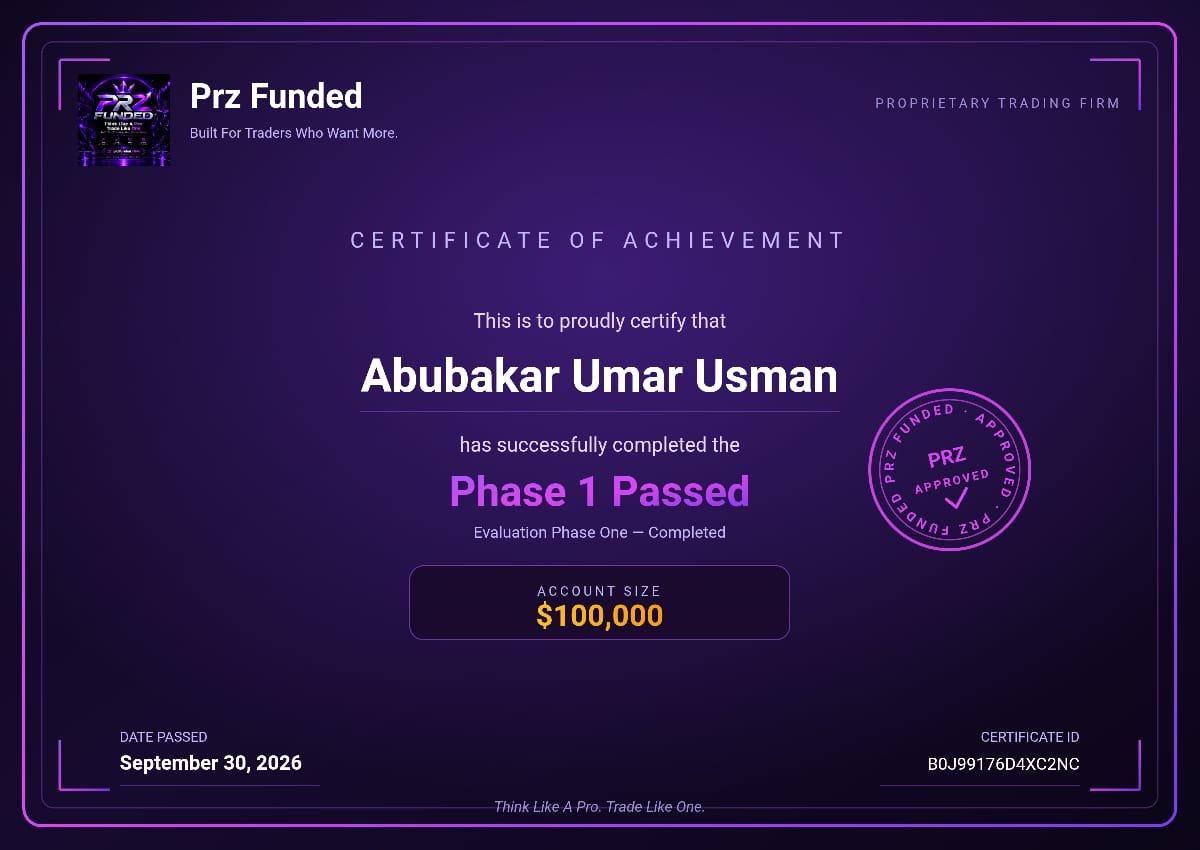 maikilo_Fx's tweet photo. Phase 1 successfully passed with @_PrzFunded https://t.co/UtEtn8O5JR