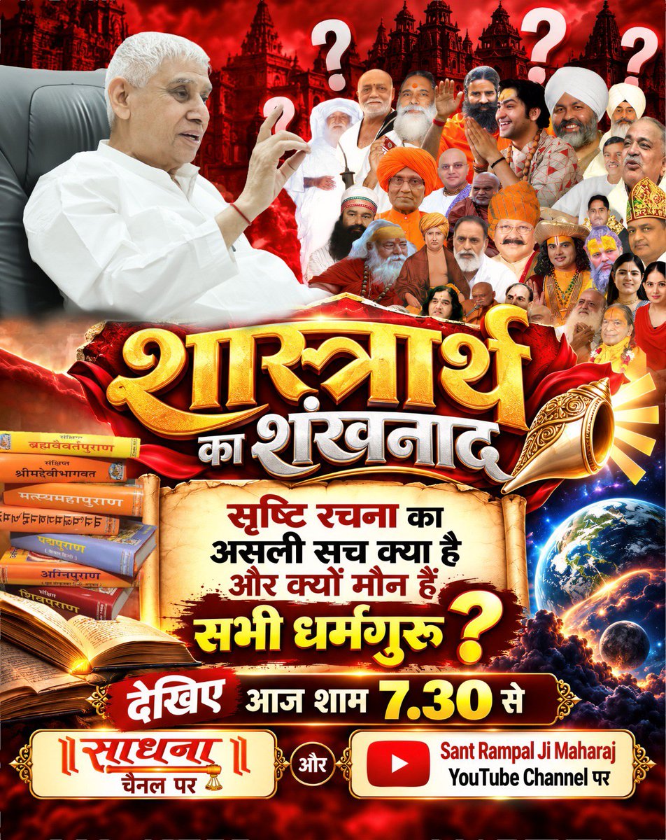 MissDS07's tweet photo. #शास्त्रार्थ_का_शंखनाद_क़िस्त2
4 अक्टूबर को होने वाली डिबेट का पहला विषय - सृष्टि रचना: सबसे पहला मुख्य विषय होगा कि ब्रह्मांड और सृष्टि की उत्पत्ति कैसे हुई।

👉 4 अक्टूबर शाम 7:30 से 9:30 बजे Sant Rampal Ji Maharaj YouTube Channel पर।

Live on Sant Rampal Ji Yt https://t.co/USmbHACFMx