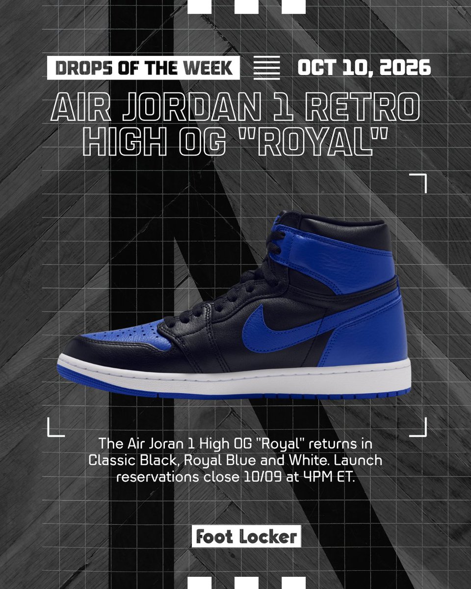 footlocker's tweet photo. More heat. What are you picking up? 

10/05 Nike Air Bakin'
10/08 PUMA Speedcat x Rosé
10/9 Anthony Edwards 3 "Snow Camo"
10/10 Air Jordan 1 High OG "Royal"

Head to the Foot Locker app for more launches and launch information. https://t.co/fcQeNi6ohs