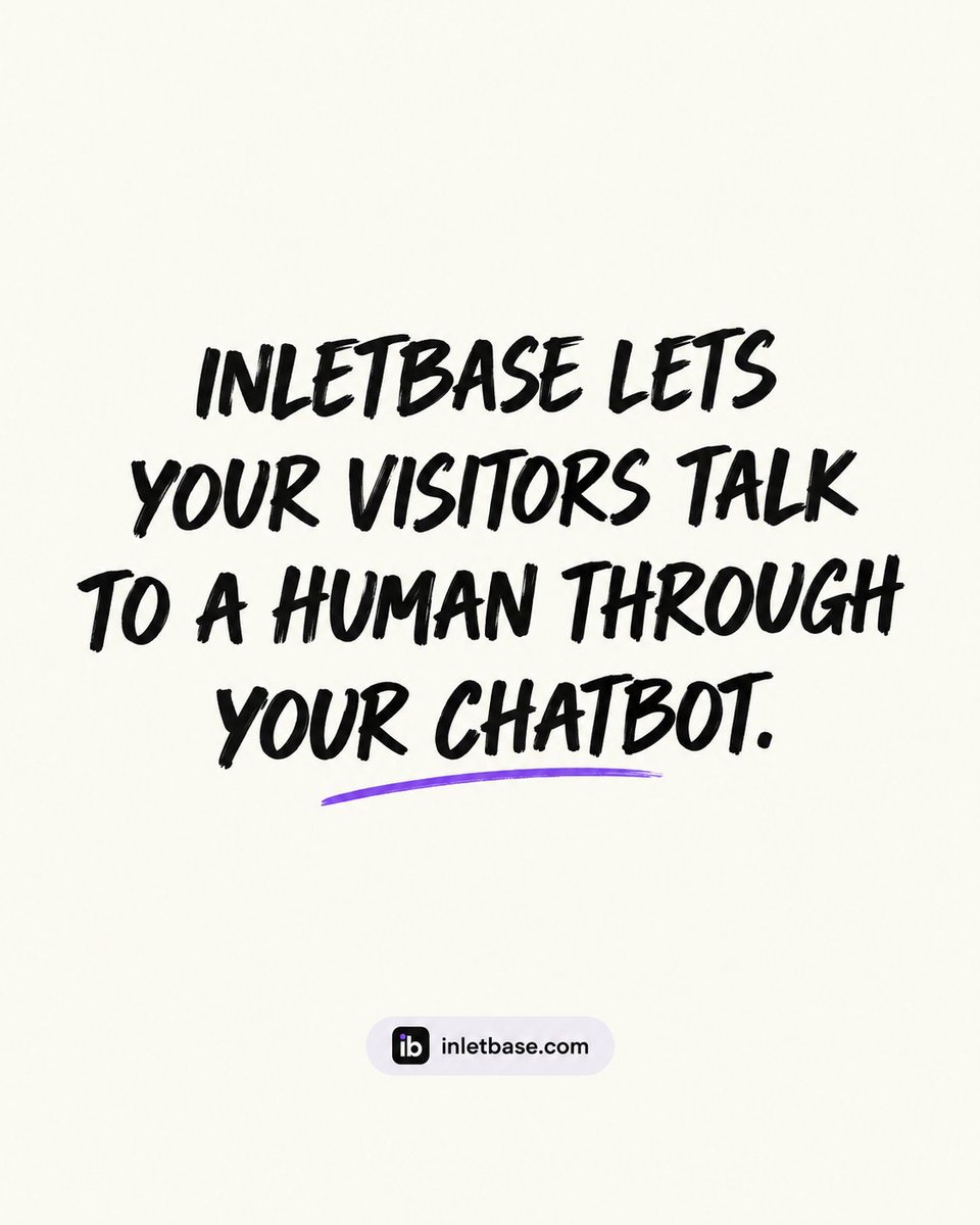 Inletbase's tweet photo. AI should handle routine questions.

Humans should handle important conversations.

Does your chatbot have a clear human-handoff path?

#AIChatbot #Automation https://t.co/JZKPOZLcFd