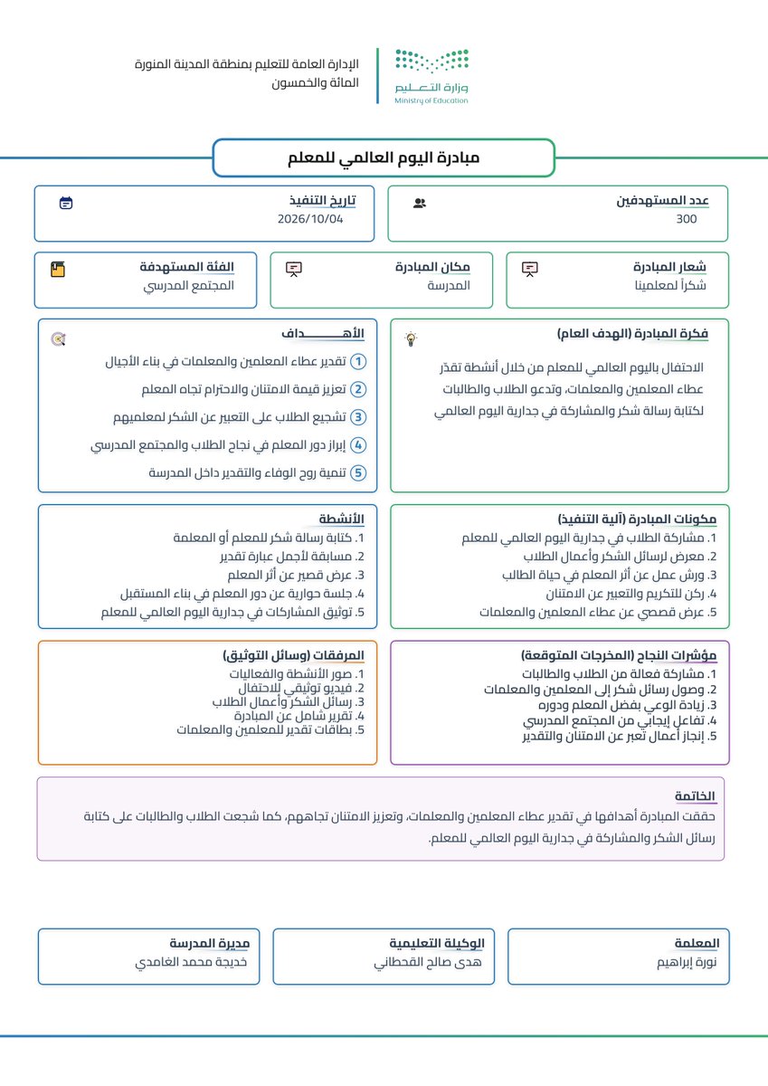 tryBayan's tweet photo. 🔶 بمناسبة اليوم العالمي للمعلم وفرنا تقريرًا خاصًا باليوم العالمي للمعلم، جاهزًا للاستخدام والتعديل.

خدمات بيان ← إنشاء تقرير ← مبادرات ← اليوم العالمي للمعلم

رابط أداة بيان:
https://t.co/ajgDCfM9rX
#اليوم_العالمي_للمعلم #يوم_المعلم #وزارة_التعليم https://t.co/z4C5JdK9xX