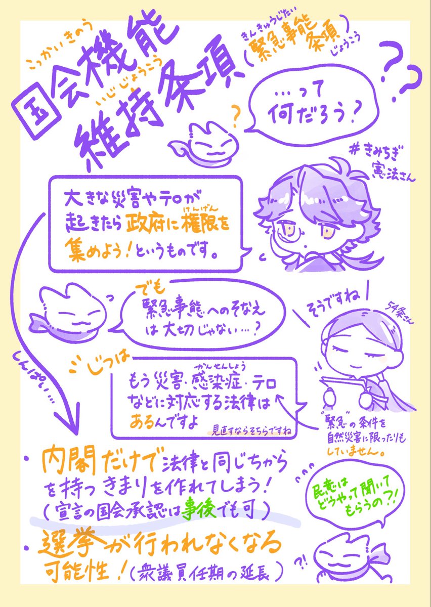 hoshizora6262's tweet photo. 【緊急事態条項ってなに！？】
自分なりに調べて簡単にまとめました！

明日から臨時国会がはじまります
きちんと議論されるのか、みんなで見守りませんか？ https://t.co/ek3R5srYQo
