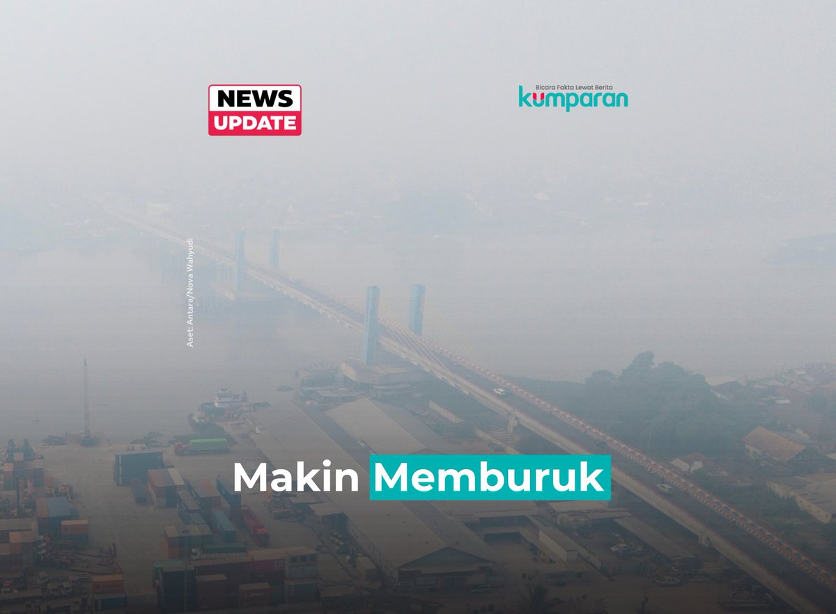 kumparan's tweet photo. Kabut asap pekat akibat kebakaran hutan dan lahan (karhutla) semakin mengepung Kota Palembang, Sumatera Selatan. Pada Minggu (4/10), kualitas udara di kota ini memburuk drastis hingga masuk ke dalam kategori sangat berbahaya bagi kesehatan.

Berdasarkan data aplikasi ISPUnet milik Kementerian Lingkungan Hidup, Indeks Standar Pencemaran Udara (ISPU) di Kota Palembang bahkan menembus angka 780. Angka ini melonjak tajam dan jauh melampaui ambang batas aman kualitas udara.

Masyarakat Palembang diimbau untuk membatasi aktivitas di luar rumah serta menggunakan masker. Paparan asap tebal ini dikhawatirkan dapat memicu gangguan kesehatan serius, terutama Infeksi Saluran Pernapasan Akut (ISPA).

📸: Dok. Antara/Nova Wahyudi.

Baca selengkapnya dengan klik link di bio. Cari tahu berita update lainnya dengan download aplikasi kumparan di App Store atau Google Play.⁠
⁠
📝: newsupdate | update | news | galfot | R198 | E025 | E158
⁠
#bicarafaktalewatberita #kumparan