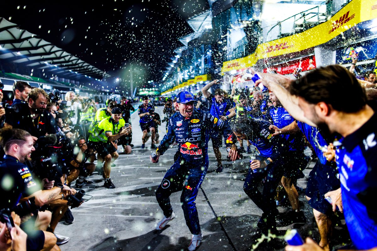 redbullracing's tweet photo. We missed this feeling 🥹

#F1 || #BahrainGP https://t.co/M3OqNfzSZe