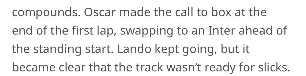 The_James_007's tweet photo. SYOP LYING @McLarenF1

Say it with me 🗣️ “LANDO ALSO MADE THE CALL TO BOX, BUT THE TEAM TOLD HIM TO STAY OUT AND COPY THE FERRARI!” https://t.co/5AWpn6Vjlk
