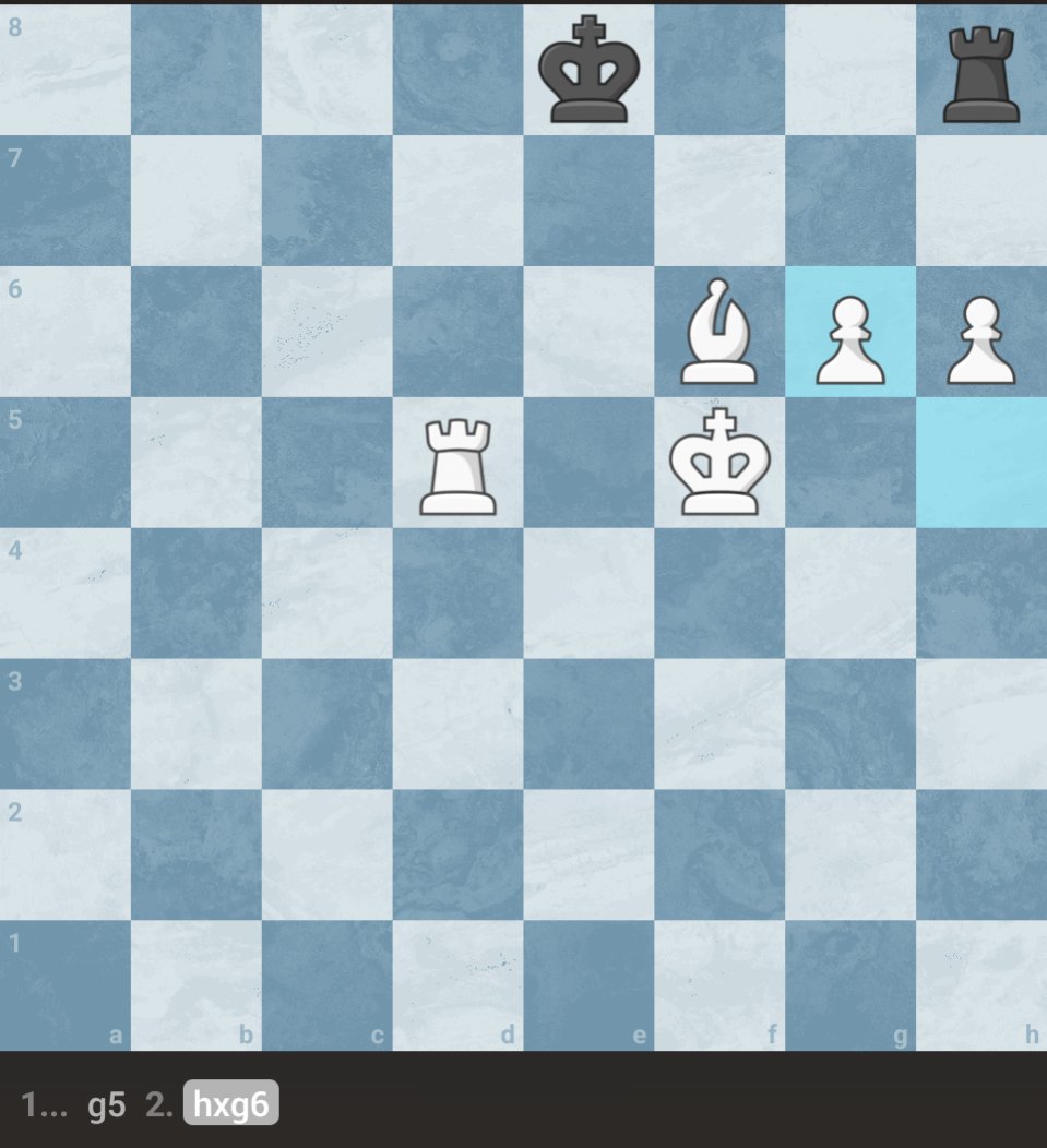 gmsolver's tweet photo. Solution: Because Black can castle, bK and Rh8 couldnt move. So the last move had to be g7-g5. So the solution is 1.hxg6 e.p. 

(P.S.) If Black couldnt castle then 1.Ke6 is the way https://t.co/V9P8XDKkJW