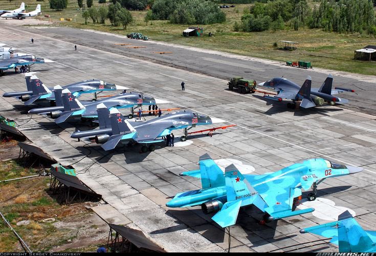 front_ukrainian's tweet photo. ❗️The Special Operations Center “A” of the Security Service of Ukraine overnight struck Russian Su-34 and Su-35 aircraft at the Khanskaya airfield in Adygea, as well as an ammunition depot. https://t.co/eluIfGnyFe