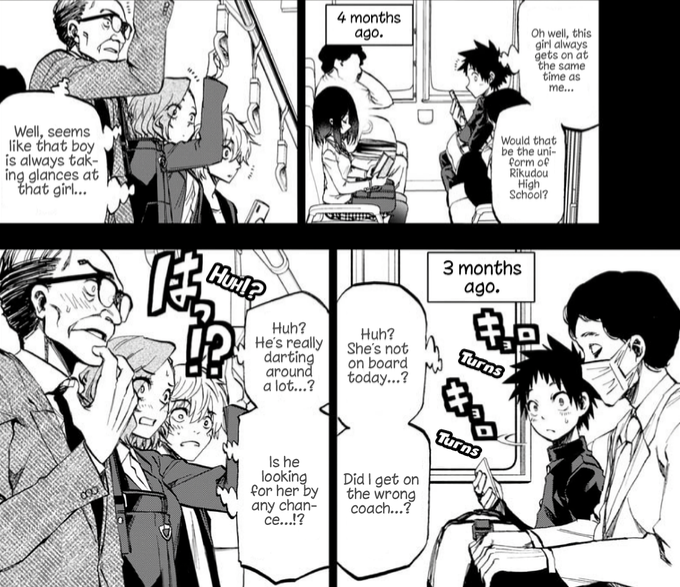 alenuube's tweet photo. Dios me acabo de empezar el manga romcom de los chicos que se ven siempre en el tren y estoy llorando con que haya pasajeros espectando como si fuéramos los lectores JSADJHADSJ

Lo de que se hayan dado los contactos y comenten la situación por Line me tiene dando volteretas https://t.co/gqyLvdqaEV
