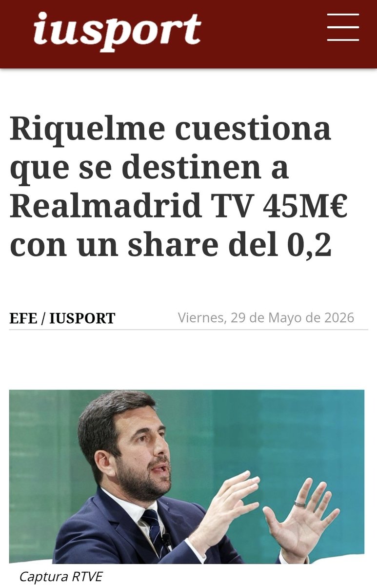 MiguelGalanCNFE's tweet photo. Que hables tú de “bocazas”, teniendo esa dentadura, resulta surrealista.

Te doy la razón en una cosa: tus ideas fanáticas y madridistas te han llevado a Real Madrid Televisión.

Lo que yo creo es que eres un faltón: insultas y faltas al respeto a cualquiera que no sea del Real Madrid. 

Pero conmigo has pinchado en hueso. 

A mí no me callan ni tú, ni el Real Madrid, ni las cientos de hordas tuiteras que me enviáis, ni Florentino, ni ningún otro club, ni nadie.

Mi libertad profesional y económica me permite opinar sobre aquello que considere oportuno, siempre conforme a Derecho y sin tener que rendir pleitesía a nadie. 

Por mucho que lo intentéis, no podréis demostrar la existencia de un delito de corrupción deportiva, porque no lo hay.

Y, por último, perdona: es verdad, Real Madrid Televisión no percibe 40 millones de euros al año; percibe 45 millones al año 👇