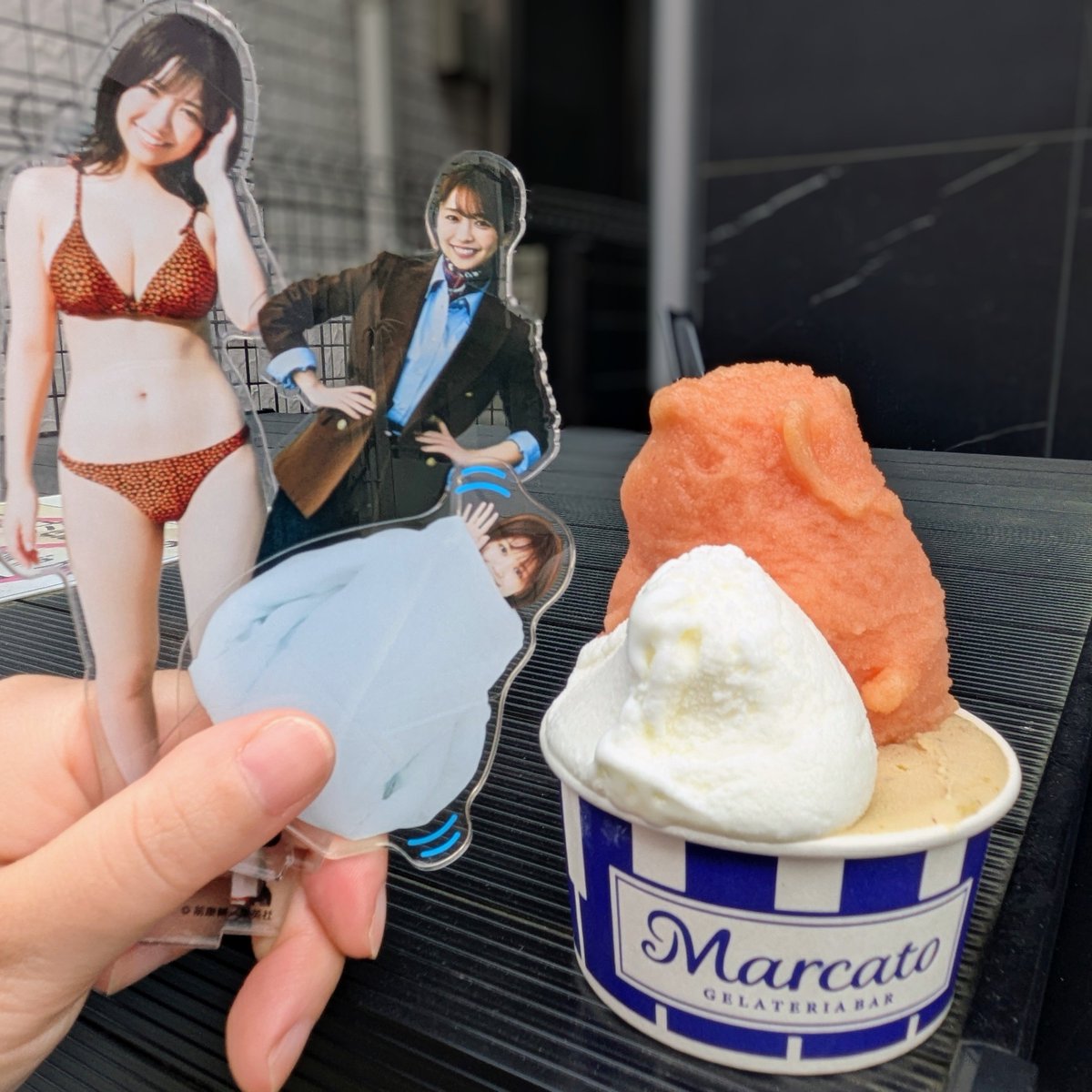 4d8d1d01's tweet photo. かわいくて美味しいジェラート🍨
多分ミルク🍼とブラッドオレンジ🍊、黄色のやつは不明🤔💭(味は定期的に変わるとのこと！)
#Marcato  #ar
#大原優乃  #youゆー
#ゆのふぃーとおでかけ https://t.co/0Dg7X99bEm