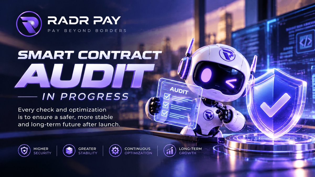 RADRPAY's tweet photo. 🛡️ RADR PAY | Security First

The smart contract audit is progressing steadily.
Every review and every optimization is laying a stronger foundation for a safer, more stable, and long-term launch.

Steady progress. Security first.

#RADRPay #Web3 #SmartContract #Security #BSC https://t.co/Y1cTh7pXw2