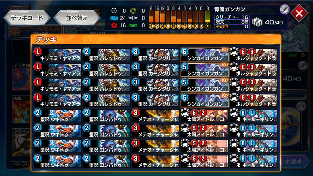dhurabithi565's tweet photo. ▽デッキ名
真　青魔ガンガン

▽特徴
ゴンパドゥが出たことで2コストの魔導具でガンガンやキリモミを探すことが可能に！
無月の門は召喚なので、キリモミルーギリンと言い張ることも可能だぞ！

▽思い
決闘者太陽アイドル基盤に屈してしまった

#デュエプレデッキビルド杯 https://t.co/LNhOpgp6kl