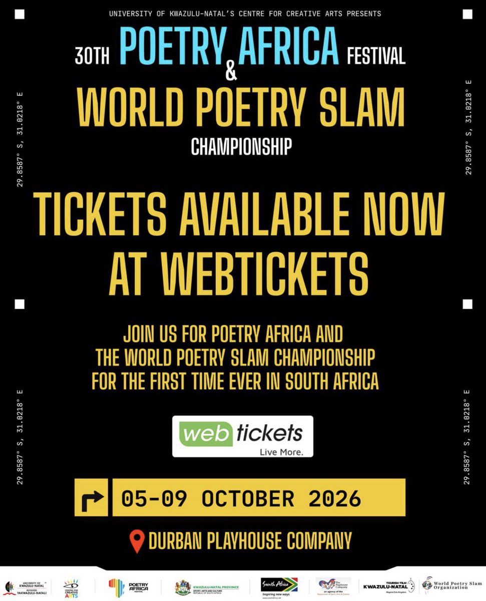 Lex_LaFoy's tweet photo. @PoetryAfrica π©΅ππ€ποΈ
#poetry #poetryafrica #slampoetry #durban #international @ukzncca https://t.co/VlDYhmPwYT