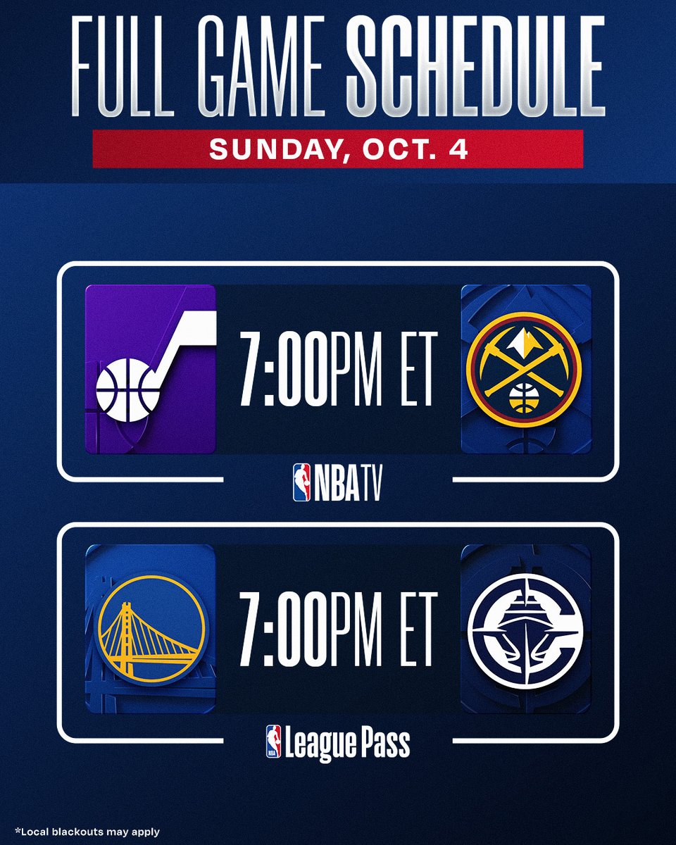 SUNDAY NBA PRESEASON HOOPS 🏀

▪️ The Warriors and the Clippers face off in Honolulu
▪️ The Jazz and the Nuggets take the floor in Boulder

Action tips off at 7