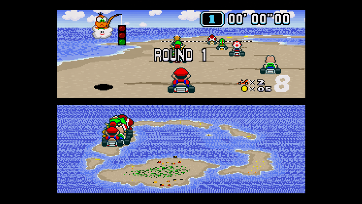 WobblingP's tweet photo. We can finally enjoy Super Mario Kart SNES in full glory! 🥹 
It's not perfect (yet) as you can see but already playable on real SNES hardware.
https://t.co/AxKi1e02uo https://t.co/7xnVOIftyE