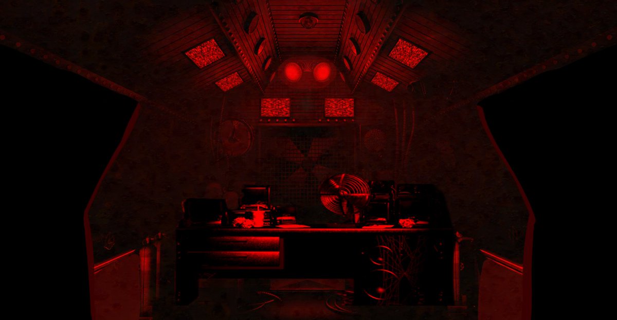 FFazurso87's tweet photo. I had a dream today where i was playing a fnaf fangame, and it kinda looked like a mix of fnaf 1 and sl, i remember that the atmosphere was very similar to iron lung, with the place being all red and the metal walls being rusty, it kinda looked like this: https://t.co/Uz2eFgLnaL