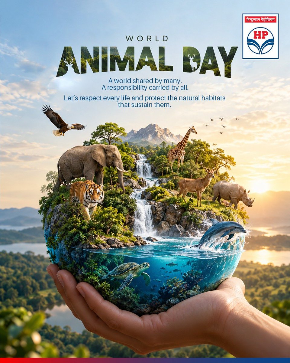 HPCL's tweet photo. A world shared by many, and a responsibility carried by all. 🌿🐘

This World Animal Day, let’s celebrate every life, protect natural habitats, and take meaningful steps towards a future where people and wildlife thrive together.

@HardeepSPuri @PetroleumMin @TheSureshGopi @Secretary_MoPNG @neerajmittalias

#WorldAnimalDay #WildlifeConservation #ProtectNature #HPCL #DeliveringHappiness