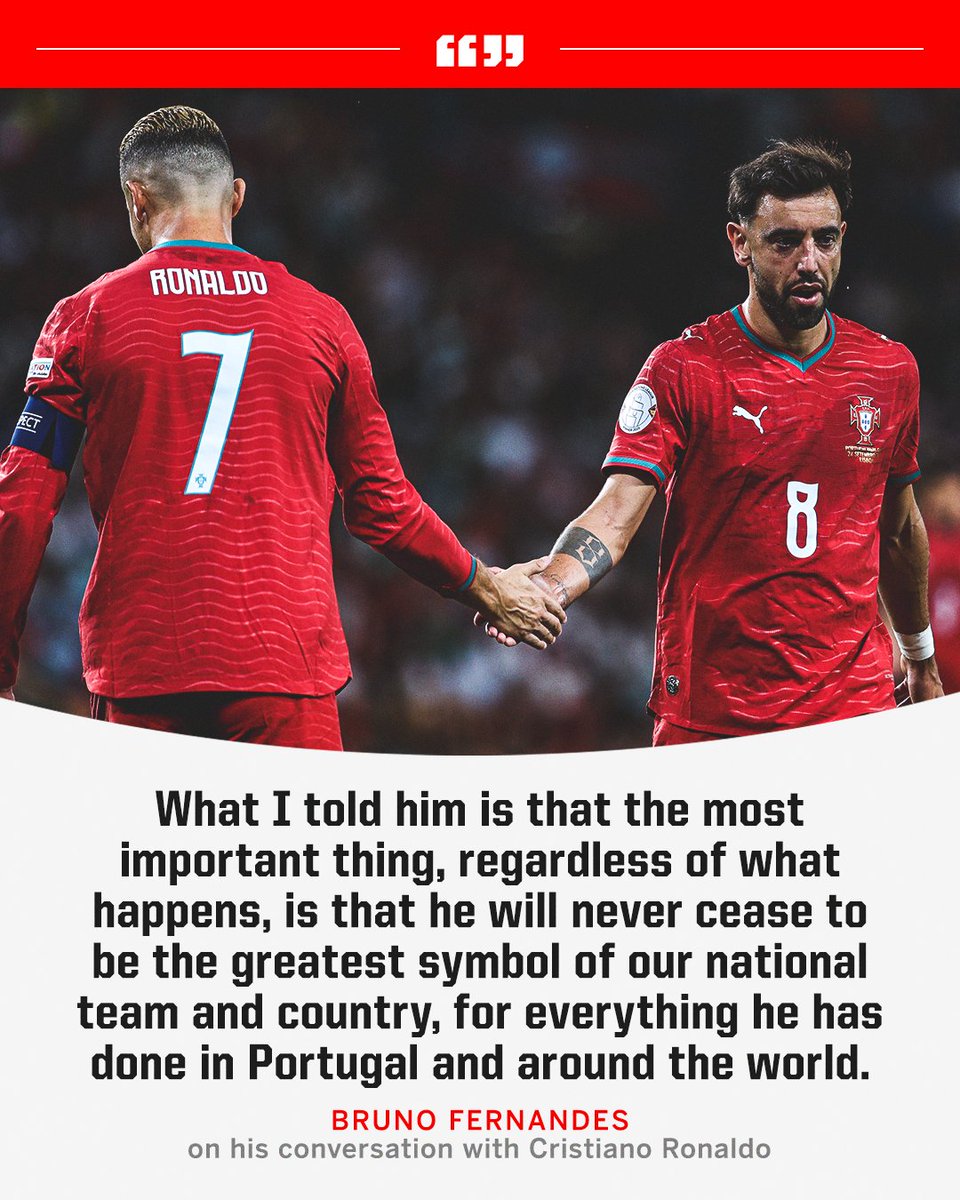 ESPNUK's tweet photo. What Bruno Fernandes told Cristiano Ronaldo following his national team departure 🇵🇹 https://t.co/aNl7pcs2A5