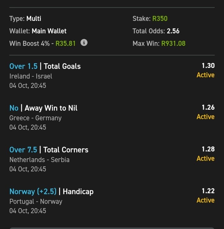 Gnbhengu's tweet photo. ⚽⚽⚽
Booking Code:03-350157
Odds: 2. 56
Promo Code:SURE50
Recreate our bet slip (3+ selections) and place a minimum stake of R5 to qualify for a potential reward this Saturday.
👉 See bio for full details
⚠️ 18+ only. T&Cs apply https://t.co/Q4e9pXjXgb