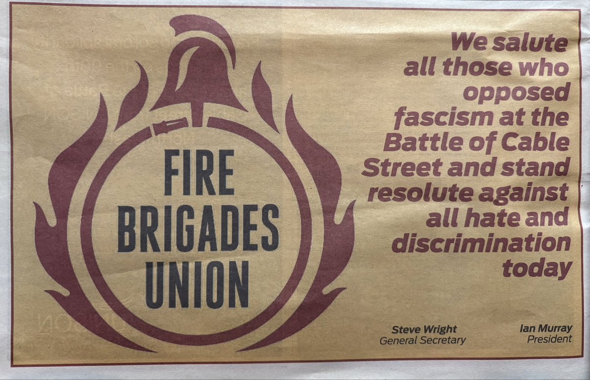 fbunational's tweet photo. Today is the 90th anniversary of The Battle of Cable Street where local Jewish groups, communists, socialists and Irish dockers among others prevented Oswald Mosley’s British Union of Fascists marching through the London East End in 1936. https://t.co/xPhMNmgt7y