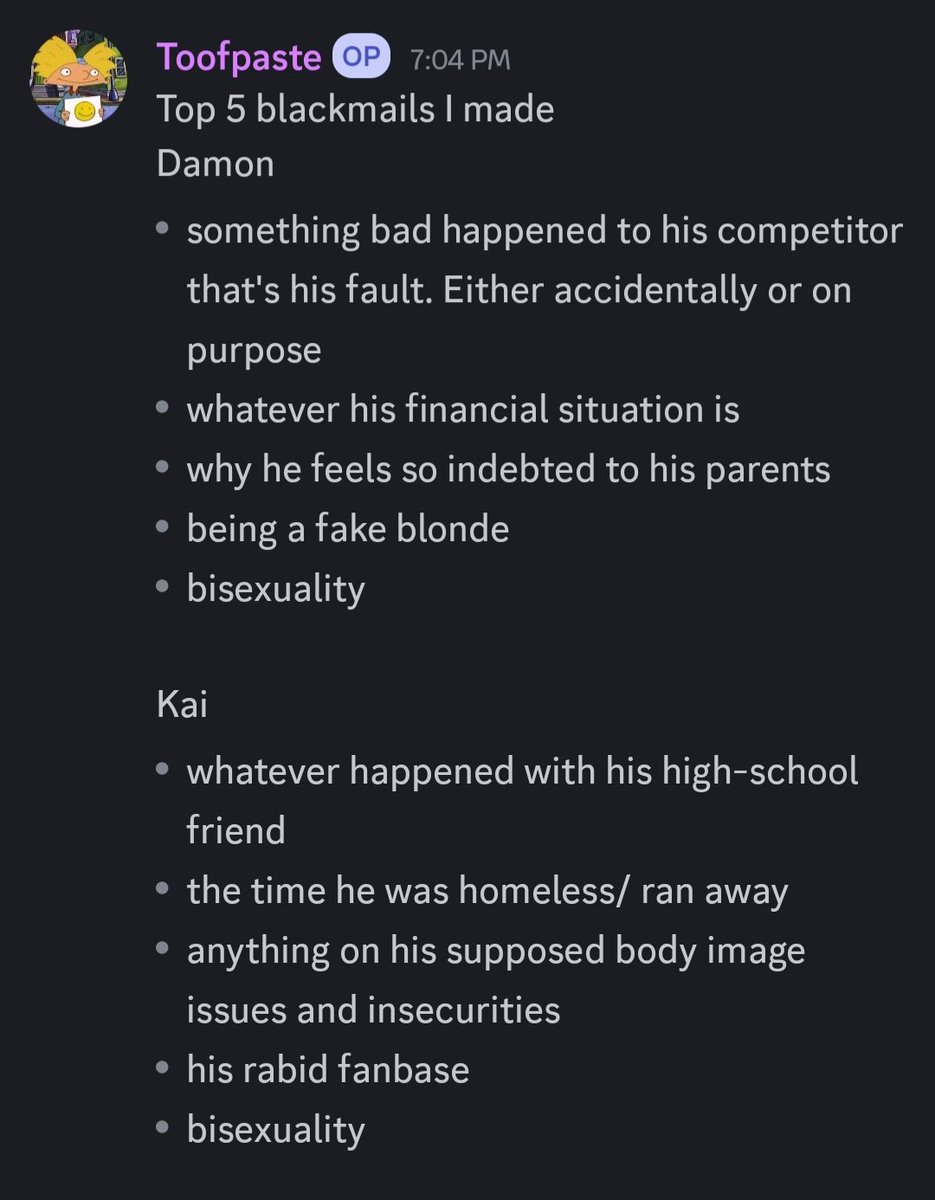 MonteagoMaitsu's tweet photo. I got so mad at the blackmail reveal when it drop that I made my own ideas for Damon and Kai https://t.co/BqICSB83yy