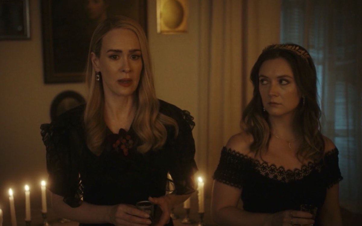 PAULSONLEG4CY's tweet photo. Cordelia hasn't aged since Coven and Mallory looks mad about it #AHS13 https://t.co/eaO8NdrEyP