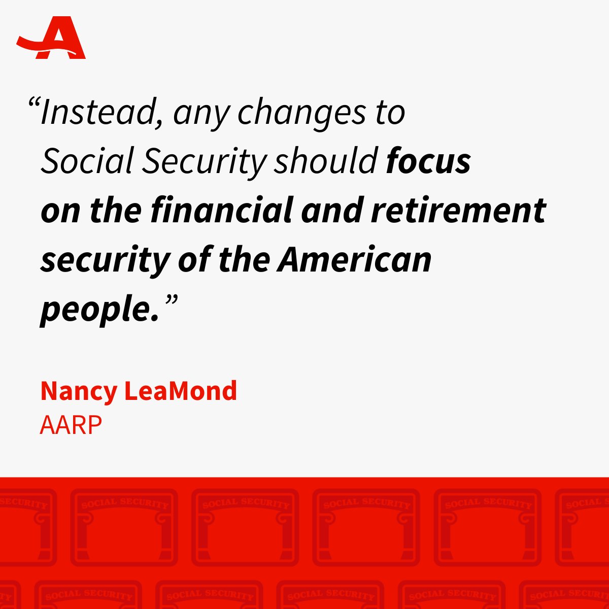 AARPadvocates's tweet photo. ⛔️ AARP opposes any changes that cut Americans’ Social Security. 

💪 It's money they’ve earned over a lifetime of hard work. https://t.co/g3X2iib7nz