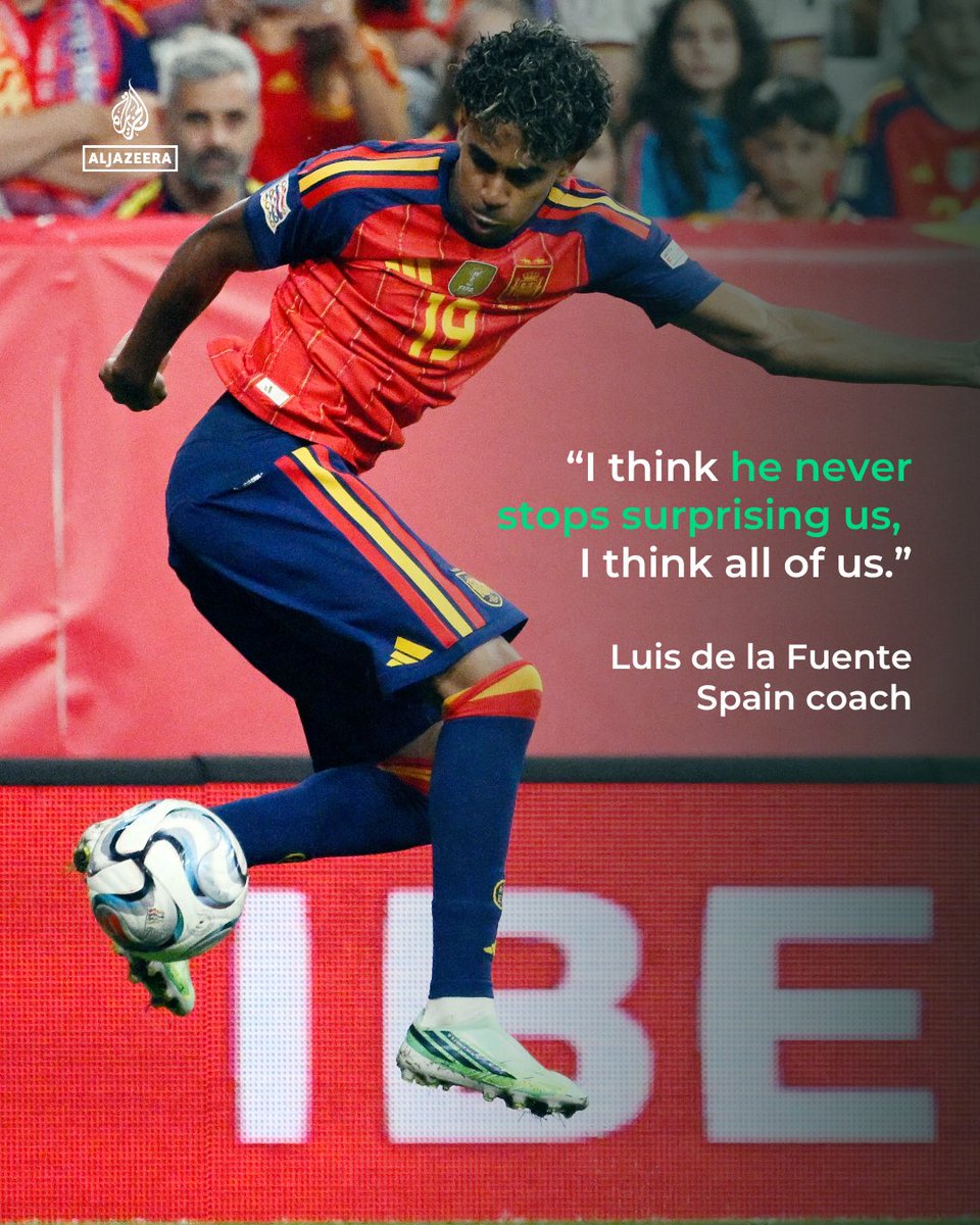 AJE_Sport's tweet photo. "Lamine is on the path to becoming a legend."

Spain star Lamine Yamal has scored within the first 10 minutes of three games in a row, and his latest strike against Czechia left even coach Luis de la Fuente in disbelief https://t.co/mYa2hWCO1q https://t.co/HeKa0T59si