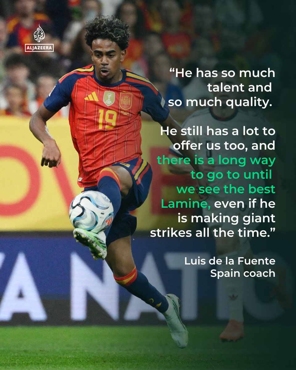 AJE_Sport's tweet photo. "Lamine is on the path to becoming a legend."

Spain star Lamine Yamal has scored within the first 10 minutes of three games in a row, and his latest strike against Czechia left even coach Luis de la Fuente in disbelief https://t.co/mYa2hWCO1q https://t.co/HeKa0T59si