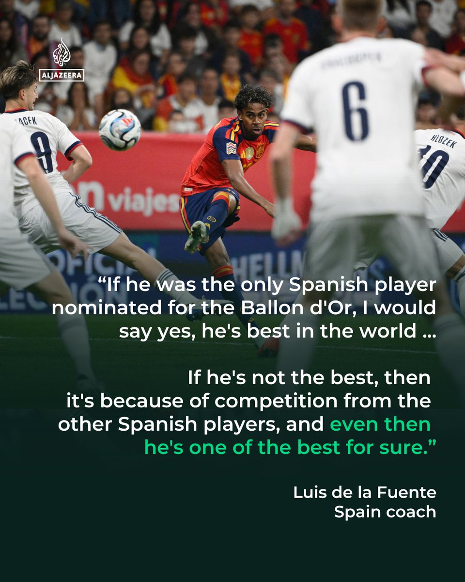 AJE_Sport's tweet photo. "Lamine is on the path to becoming a legend."

Spain star Lamine Yamal has scored within the first 10 minutes of three games in a row, and his latest strike against Czechia left even coach Luis de la Fuente in disbelief https://t.co/mYa2hWCO1q https://t.co/HeKa0T59si